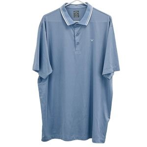 Mens XL Callaway Opti-Dry Golf Shirt Light‎ Blue White Stripe Short Sleeve Polo